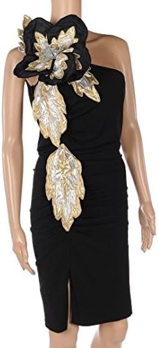 Patricia Field Black, Floral Evening Dress Inspired by Carrie on Sex and The City