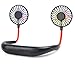 Portable Neck fan personal wearable hands free hanging fan lazy neckband Battery operated fan usb rechargeable necklace sports fan Headphone fan 3 speeds for room office outdoor travel sport-Black