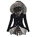 Ellymi Ladies Faux Fur Lining Coat Womens Winter Warm Thick Long Jacket Hooded Overcoat Fashion Trench Coat Jacket