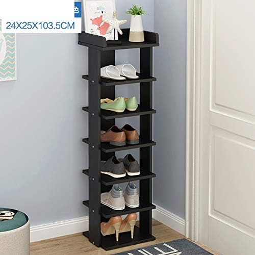 XAQYAN Corner Storage Shelf, Doorway Shoe Cabinet, Household Multifunction Corner Shoe Racks, Ideal for Hallway, Living Room and Corridor-Black 7 Tier