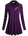 Miusey Shirts for Women, Long Sleeve Cowl Neck Shirt to Wear with Leggings Loose Fit Casual Flowy Top Purple X-Large