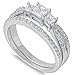 Oxford Diamond Co Princess Cut Cz Bridal Engagement Set .925 Sterling Silver Ring Sizes 4-12