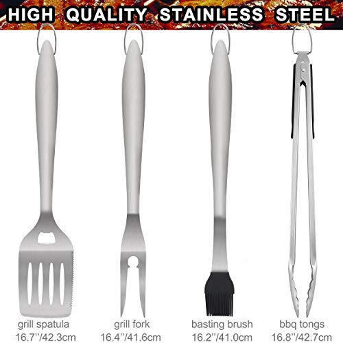 POLIGO 19PCS BBQ Grill Tools Set Extra Thick Stainless Steel Grilling