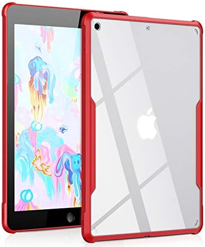 CXCASE iPad 9.7 Case 2018/2017 Ultra Slim Clear Case Series - Drop Protection Shockproof Flexible TPU, Lightweight - Red