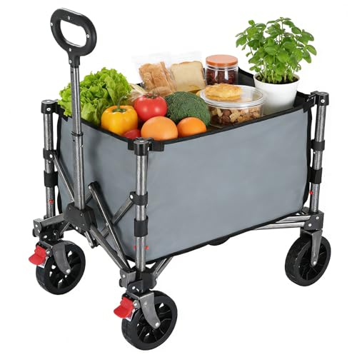 YEAUPE PRO Folding Beach Cart with Wheels, 70L, Compact Design, Grey