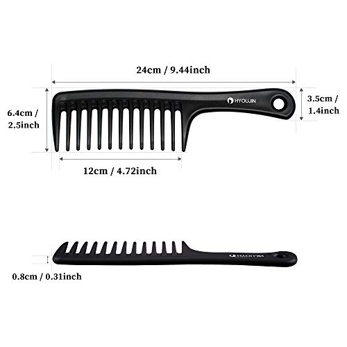 HYOUJIN Black Wide Tooth Comb Detangling Hair Brush,Paddle Hair Comb,Care Handgrip Comb-Best Styling Comb for Long Hair - Thumbnail 4