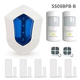 Home Security System,Golden Security Blue Outdoor Weather-Proof Striking Strobe Siren Door Sensors and more DIY, No Need GSM & WIFI Home Alarm System SS08BPB-B