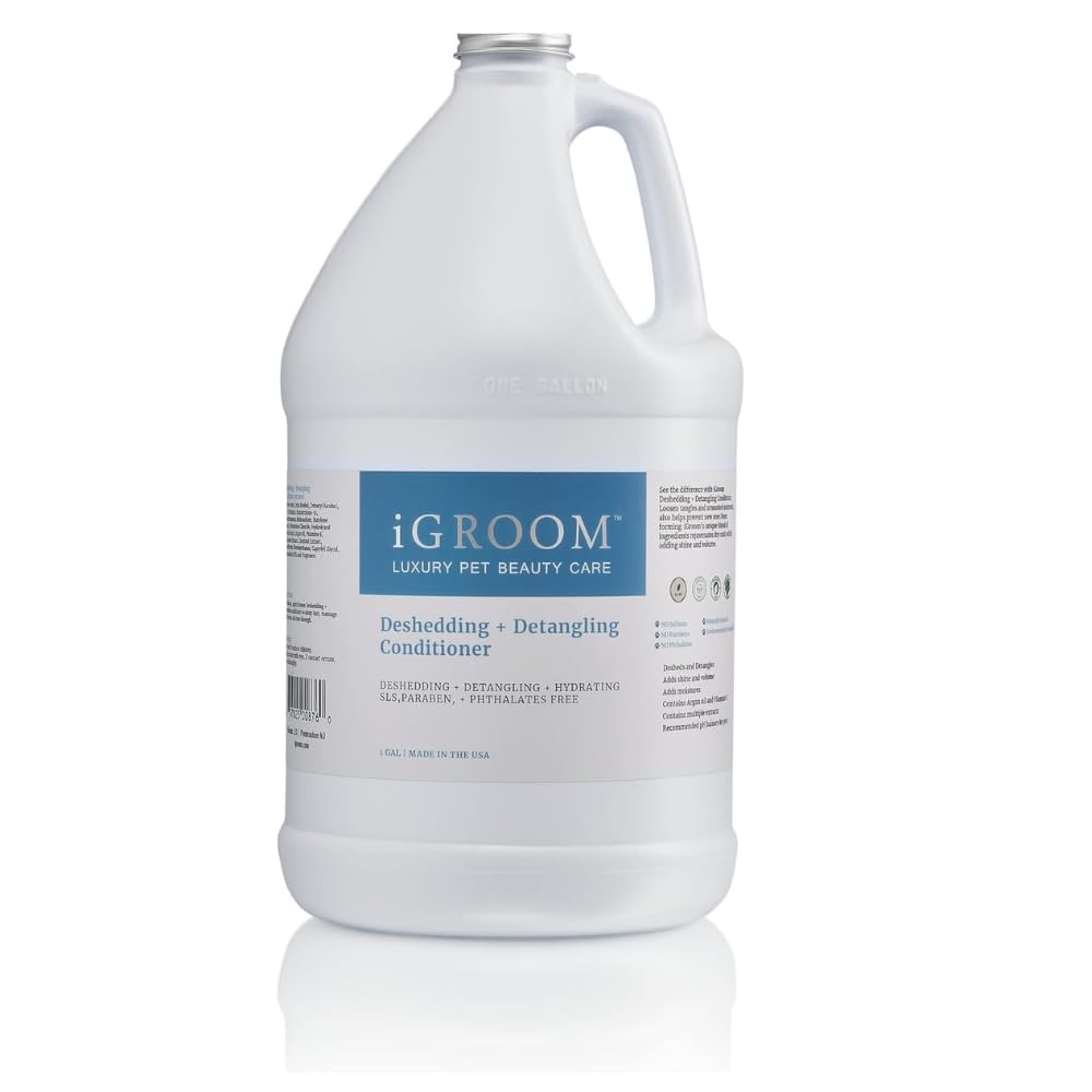 iGroom Deshedding & Detangling Dog Conditioner, Luxury Pet Beauty Care, Loosen Tangles + Unwanted Undercoat, Adds Shine + Volume, Made in USA, 3.8L