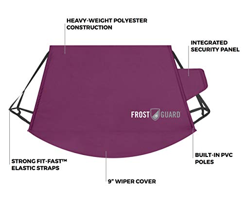 FrostGuard Signature | Premium Winter Windshield Cover with Security Panel and Wiper Cover, Protects Viewing Area from Snow, Ice and Frost, Fits Most Cars and SUV’s (Standard Size) (Eggplant) - Thumbnail 2