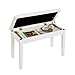 SONGMICS Wooden Duet Piano Bench with Padded Cushion and Music Storage White ULPB75WT