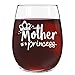 Mother of A Princess Daughter of A Queen Stemless Wine Glass Set of 2 (15 oz)- Wine Glasses for Mom From Daughter- Mother Daughter Matching Gifts Idea- Mom Gift for Birthday