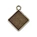 Beadthoven 10pcs Vintage Tibetan Style Alloy Rhombus Pendant Cabochon Bezel Settings, Nickel Free, Antique Bronze, Square Tray: 21x21mm; 27x23x2mm, Hole: 3mm