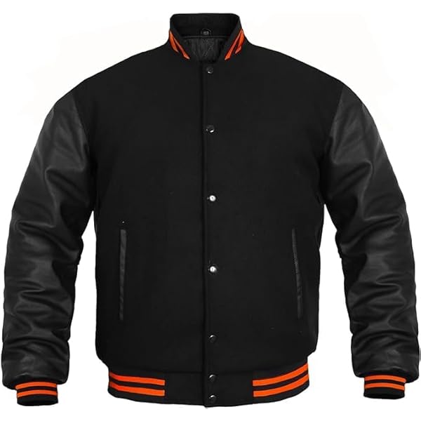 Amazon.com: Kicky Varsity Jacket Original Leather Sleeves Melton