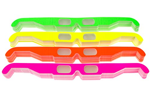 Paper Diffraction Glasses for Lights, Festivals, Raves (Assorted Neon, 50 Pairs)