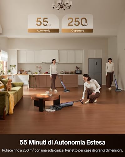 Ultenic AC1 Triflex Vacuum Cleaner, 180° Flat Design, 0.01 mm Edge Cleaning, 3-in-1 Wireless Floor Washer, Self-Cleaning, 55 Minutes Autonomy, Anti-Tangle, Voice Assistant 5 Languages