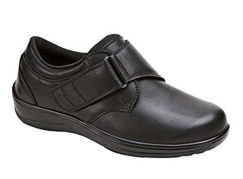 Orthofeet Acadia Comfort Wide Orthopedic Diabetic Walking Womens Shoes Black Leather 8 M US