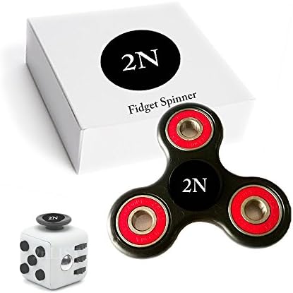 2Nlist Fidget Spinner and Fidget Cube EDC ADD ADHD Focus High Speed Si3N4 Hybrid Ceramic Tri-Spinner (Black)