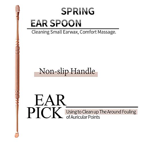 Ear Wax Removal Cleaner Tool Kit, FresherAcc 4 Types Earwax Remover Curette Picks Soft Reusable Silicone Stainless Ear Wax Removal System with Portable Storage Box for Men and Women (Blue & Rose Gold) - Thumbnail 2