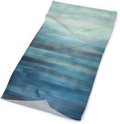 Headwear Wide Aqua Teal Blue Sea Ocean Ombre Watercolor Headbands Scarf Head Wrap Mask Neck Warmer Seamless Neck Gaiter Headwrap Balaclava Helmet Liner Face Mask Camping Running Cycling