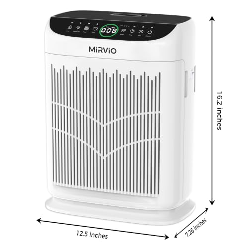 Mirvio Air Purifiers for Home Bedroom Large Room Up to 3000 Ft², HEPA Air Cleaner with Washable Double-Side Filter, PM2.5 AQI,Timer,15dB Sleep Mode for Pet, Dander, Dust, Pollen, Odors, White