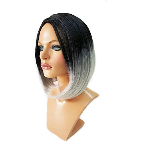 SHOWJARLLY Shoulder Synthetic Hair Wigs for Women Straight Bob Synthetic Wig with Bangs Machine Made