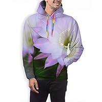 YongColer Slim Fit 3D Printed Hoodie, Men & Boys Pullover Hooded Sweatshirts for Exercise Camping Yoga - Hip Hop Drawstring Purple Fig Cactus Flower Tracksuits