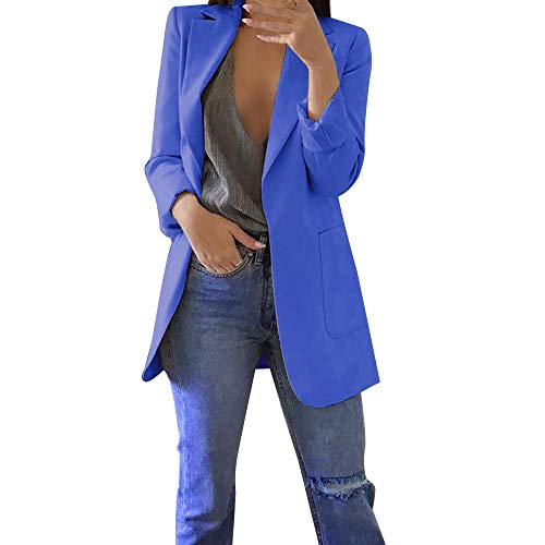 Sttech1 Women Ladies Solid Color Long Sleeve Cardigan Office Work Medium Suit Jacket