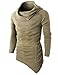 H2H Men's Shirts Casual Zipper Shirt Irregular Long Sleeve T Shirt Sweater BEIGE US L/Asia XL (KMTTL046)