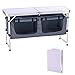 CampLand Outdoor Folding Table Aluminum Lightweight Height Adjustable with Storage Organizer for BBQ, Party, Camping