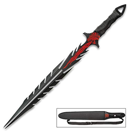 image for K EXCLUSIVE Red Dragon Forked Tongue Sword with Sheath - Stainless Ste