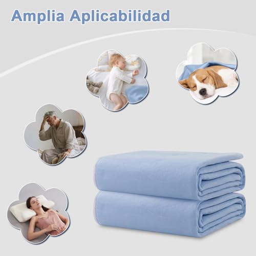 Almohadillas Impermeable para Cama 2Pz, Almohadillas Lavable Ultra Absorbente Reutilizable Antideslizante 90*120CM, Protector de Colchón Pañal para Incontinencia Adulto Niño Mascota Persona Mayor Sofá