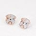 Rhodium Plated Sterling Silver Bulldog Stud Earrings CZ Studs for Women Girls
