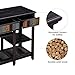 VASAGLE Microwave Cart with Drawer, Kitchen Baker’s Rack with Colorful Storage Shelf, Microwave Oven Stand, Solid Wood Legs, Rustic Style, Country Brown for Living Room Kitchen UKKC03GL