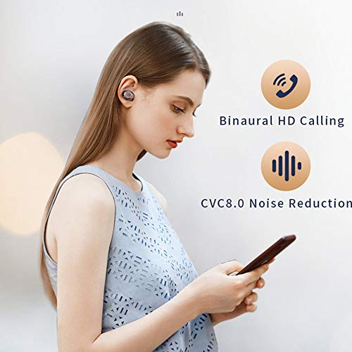 gdfh Waterproof Wireless Earbuds, Bluetooth 5.0 Wireless Headphone Hi-Fi Stereo Sound, Waterproof in-Ear Wireless Earphones w/Mic LCD Digital Display Rechargeable Case