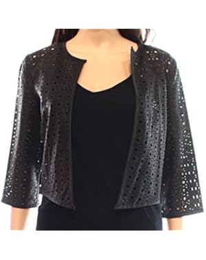 Calvin Klein Womens Cut-Out Open Front Bolero Black M