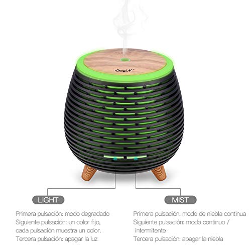 CkeyiN Humidificador Ultrasònico Mini Difusor 90ML Ambientador Aromaterapia Silencioso Apagado Automtico Luces LED 7 Colores Aceites Esenciales Dormitorio Bebe Yoga Oficina Spa Libre de BPA
