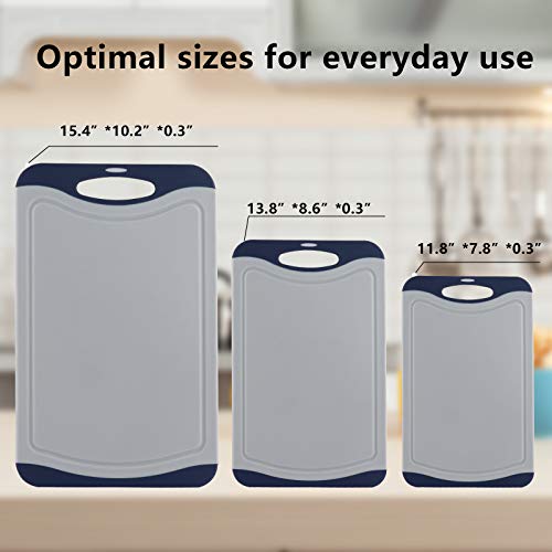 Qimh Oversized Cutting Board Set,4 Piece Plastic Kitchen Cutting Boards with Non-Slip Feet and Deep Drip Juice Groove,Large Thicker Boards,Dishwasher Safe,Juice Grooves,Easy Grip Handle