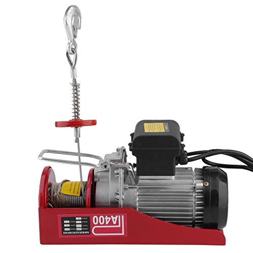 Homgrace 880lbs Mini Electric Wire Cable Hoist Crane Overhead Garage Winch with Remote Control Auto Lift (880LB)