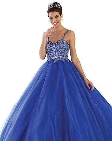 Layla K LK85 Spaghetti Strap Sweet 15 16 Cinderella Dress (18, Royal)