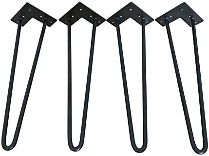 Hairpin Metal Coffee Table Legs, 18 Inch Satin Black 1/2" Thick Set of 4