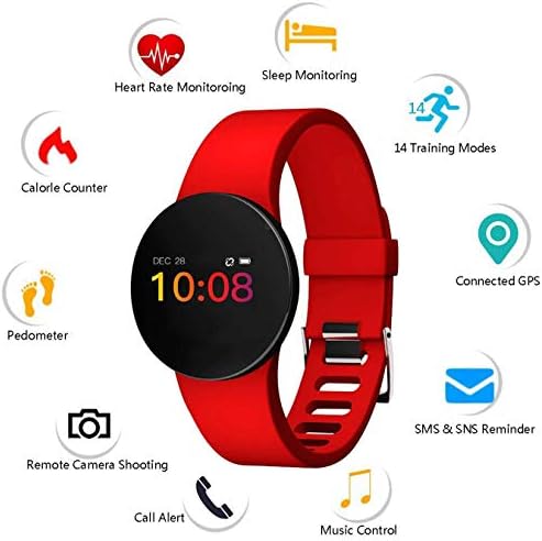 Jingjing1 Smartwatch with All-Day Heart Rate and Activity Tracking, Sleep Monitoring, GPS, Ultra-Long Battery Life, Bluetooth (5-Red Waterproof)