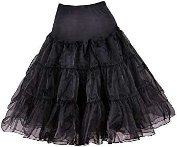 Yijunqing 50s Vintage Rockabilly Petticoat, 26" Length Net Underskirt (US size 8-14, Black)