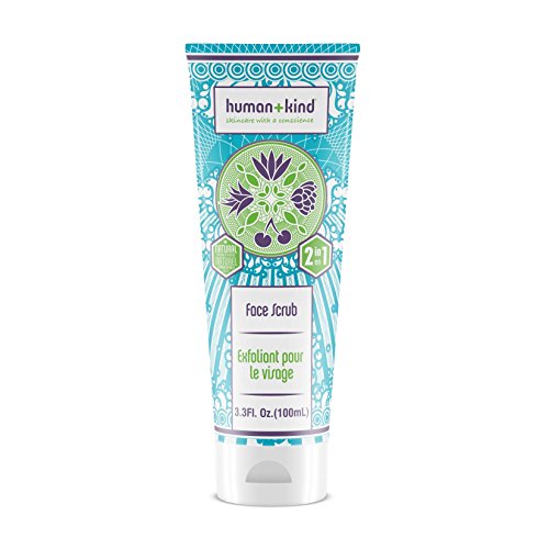 Human+Kind Face Scrub - Resurfacing, Brightening Facial Exfoliator for a Smooth, Fresh Complexion - Gentle, Renewing Formula for Sensitive Skin - With Soothing Oat Kernel and Cocoa Butter - 3.3 oz