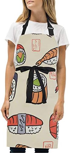 Chovy エプロン 女性用 H型 おしゃれ キッチンエプロン メンズ 男性用 寿司 イエロー かわいい 可愛い カフェエプロン 仕事用 家庭用 保育士 美容院 男女共用 作業 動きやすい 前掛け ポケット付き B0lztgcv 995円 100 品質保証 Salenew大人気 日本全国 送料
