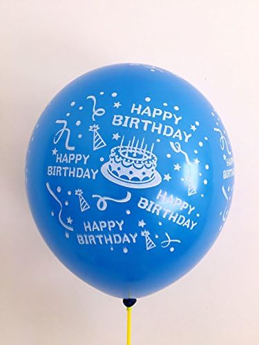 BM AVESTA -Pack of 15-12" Blue "Happy Birthday" Printed Latex Balloons For Birthday, Anniversaries, Ceremony and Parties Decorations, Pink and Blue Colors , Premium Quality