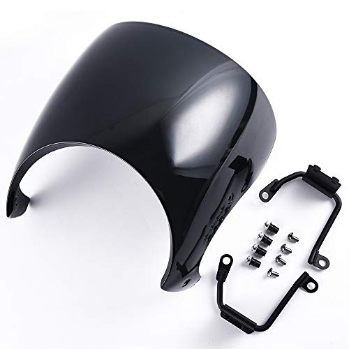 FATExpress Windshield with Bracket for 2018 Kawasaki Z900RS Motorcycle Aftermarket Plastic Windscreen Cafe Racer Fairing Wind Shield Screen Protector 18 (Smoke)