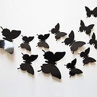 24pcs 3D Butterfly Removable Mural Stickers Wall Stickers Decal for Home and Room Decoration (Black)