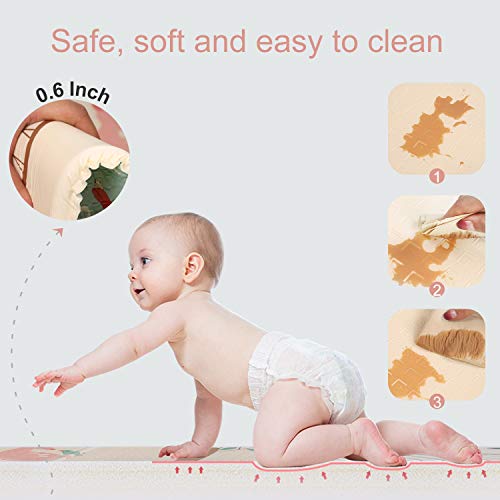 Baby Play Mat,Waterproof Foldable Non Toxic Playmat,79x71x0.6inch Extra Large Thick Foam Crawling Playmats for Infant,Toddler,Babies Learning to Crawl, Kid's Room,Reversible,Durable