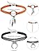 Hicarer 3 Pieces Suede Choker Necklaces American Indian Feather Handmade Necklaces Adjustable Leather Turquoise Choker Necklace Moon Crescent Pendant Choker for Women Accessories