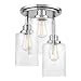 GLOBE Electric 61418 3-Light Semi-Flush Mount Ceiling Light Fixture, Brushed Steel, Clear Glass Shades, E26 Socket, Front Porch Lighting, Bulb Not Included